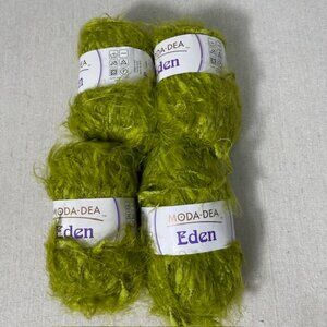 LOT 4 Moda Dea EDEN Yarn #5392 Fig Leaf Green 100% Nylon Eyelash Novelty Fur NEW